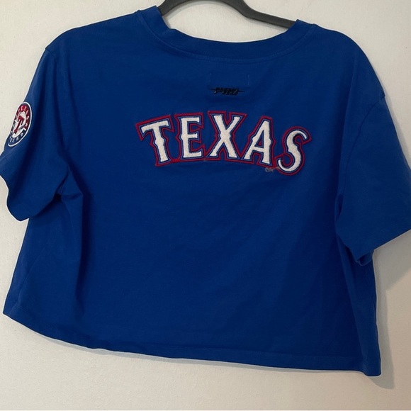 MLB Royal Blue Texas Rangers Crop Top with Team Emblem - Picture 4 of 7